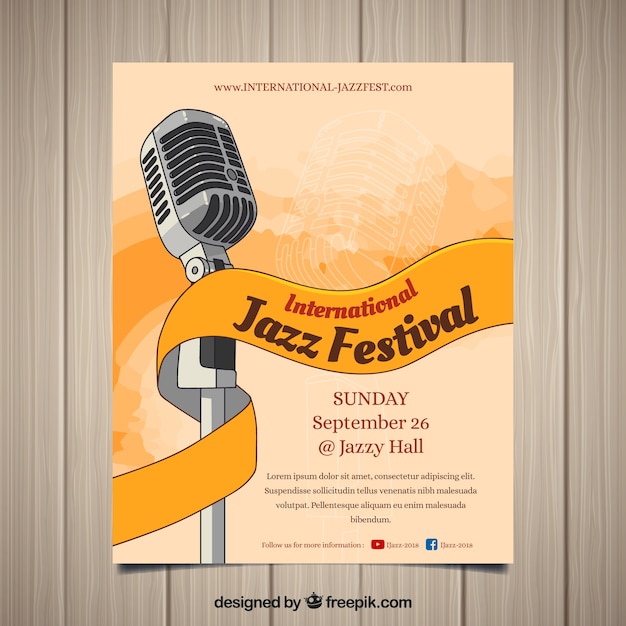 Free vector international jazz festival hand drawn poster