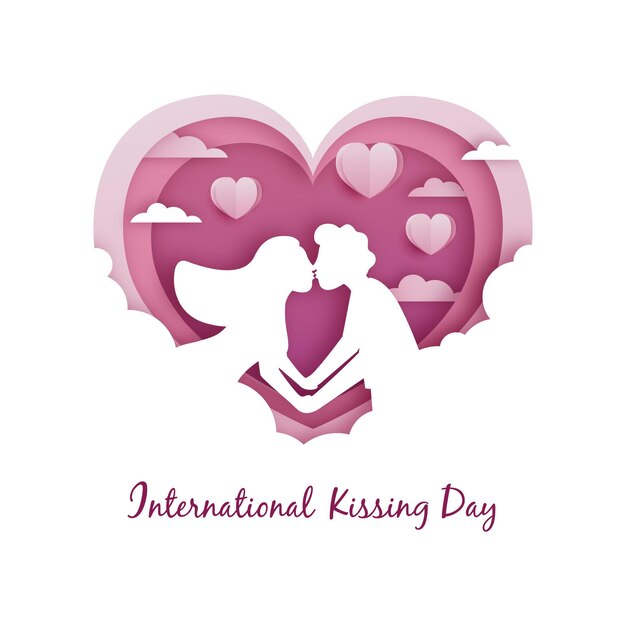 International kissing day illustration in paper style