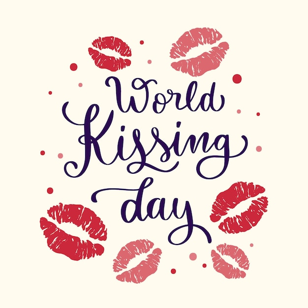 Free vector international kissing day lettering