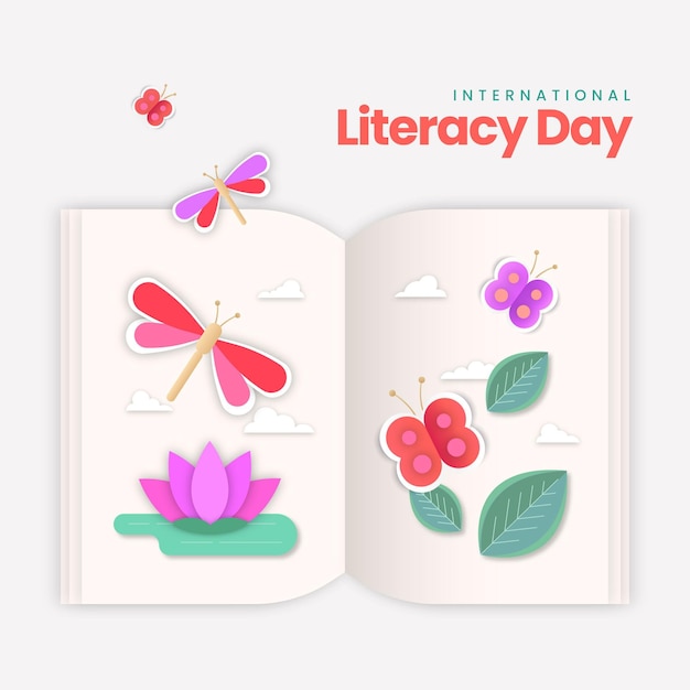 Free vector international literacy day in paper style