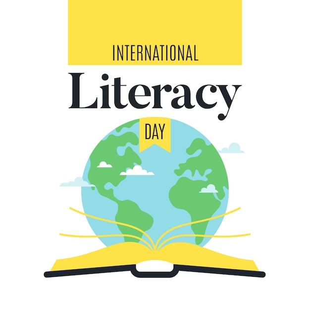 Free vector international literacy day with earth and book