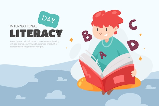 International literacy day with person reading book