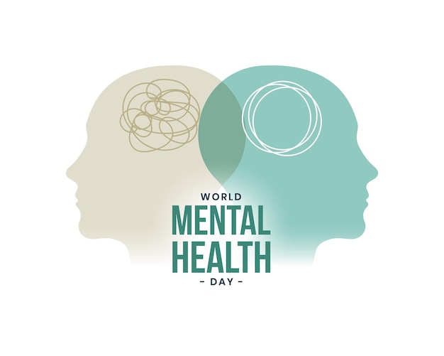 Free vector international mental health psychology background with human head vector