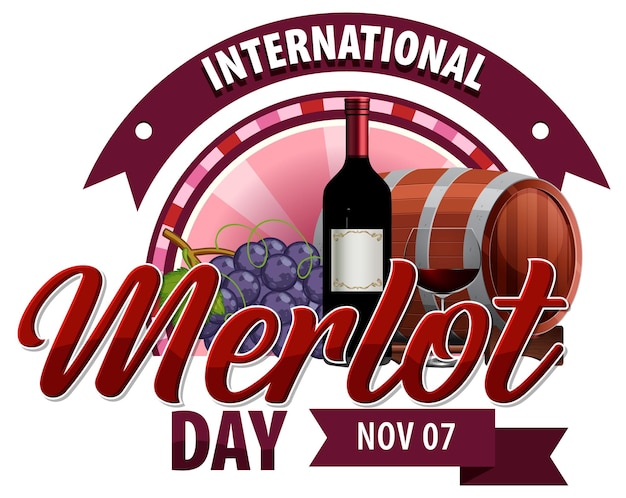 Vettore gratuito design del logo della giornata internazionale del merlot