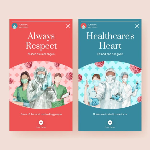 Free vector international nurses day instagram story templates set