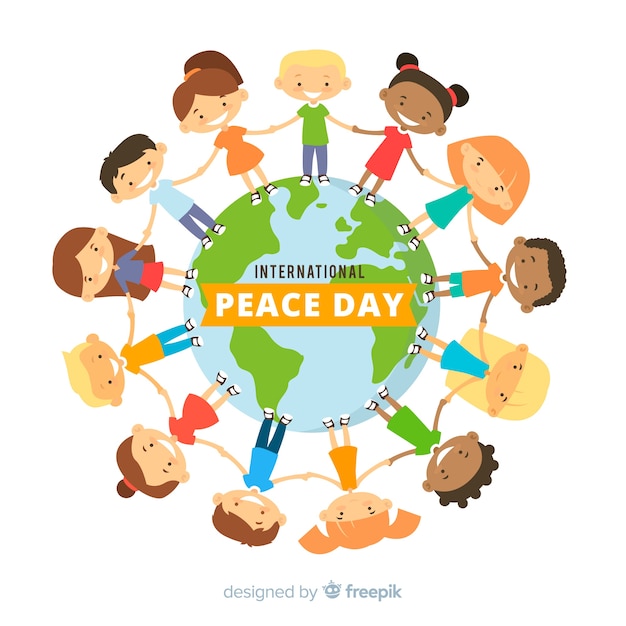 子供たちと一緒に国際平和の日の背景