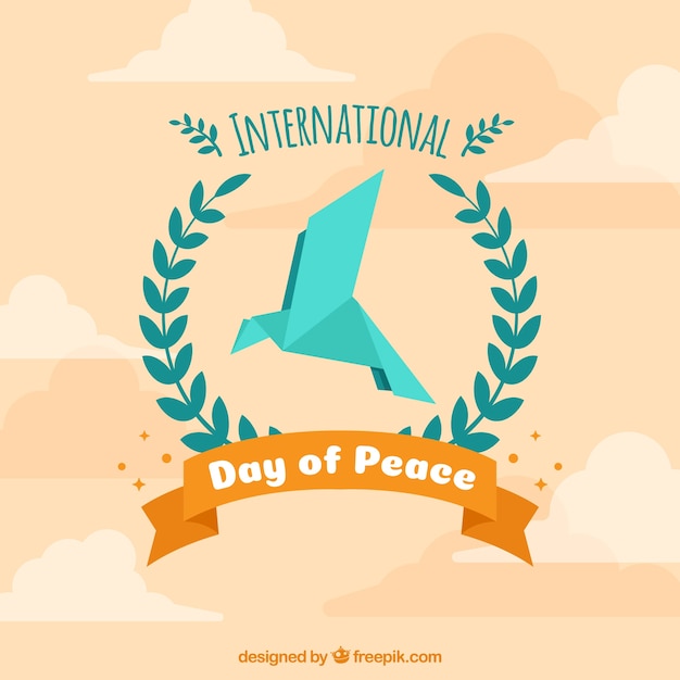 Free Vector international peace day background with origami dove