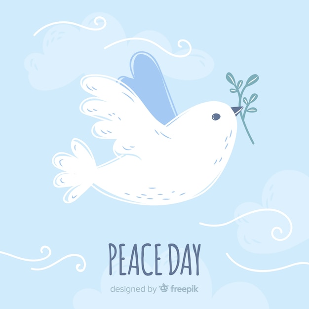 International peace day background with pigeons