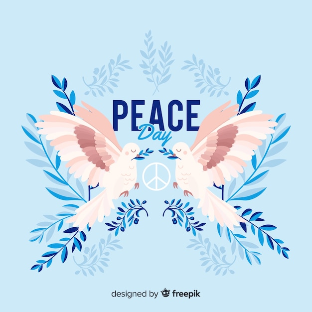 Free vector international peace day background with pigeons