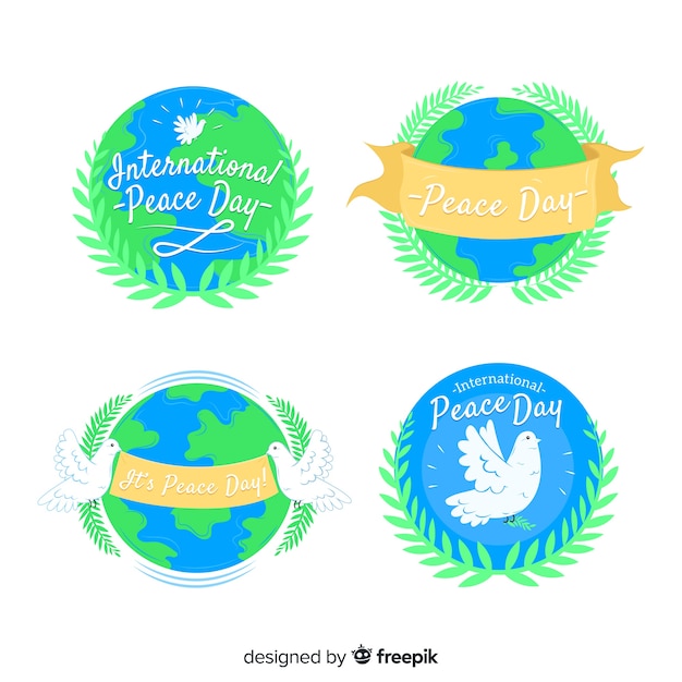 Free vector international peace day label with earth