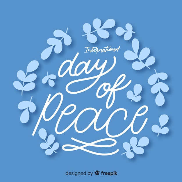 International peace day lettering background