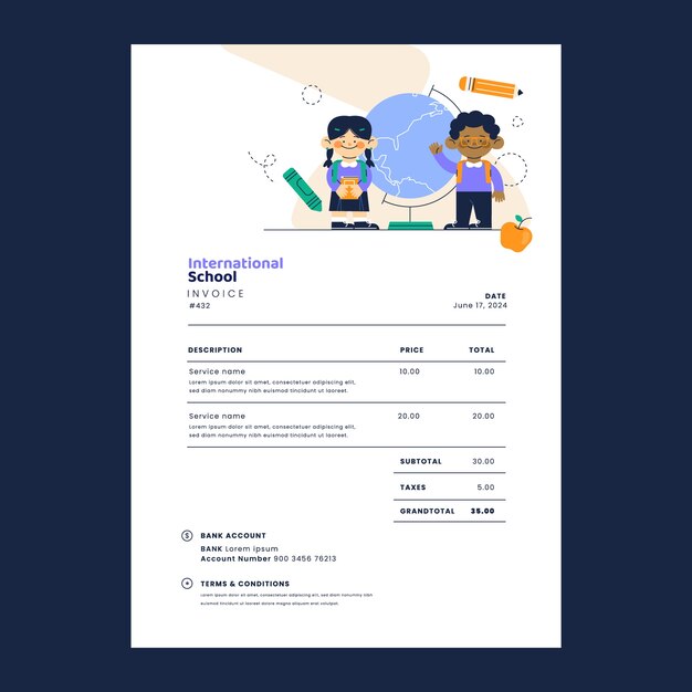 International school invoice template