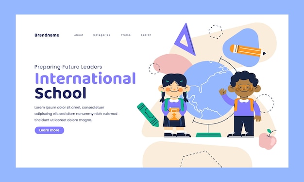 International school landing page template