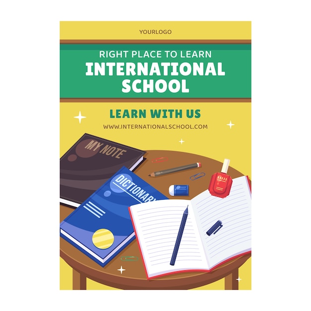 Free vector international school poster template