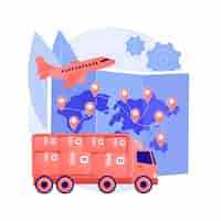 無料ベクター 国際出荷の抽象的な概念のベクトル図です。国際優先出荷、保険付き世界配送、郵便サービス、貨物システム、パッケージオンライン追跡の抽象的な比喩。