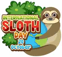 Free vector international sloth day banner concept vector