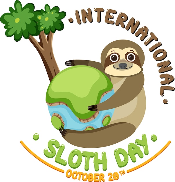 Free vector international sloth day banner concept vector