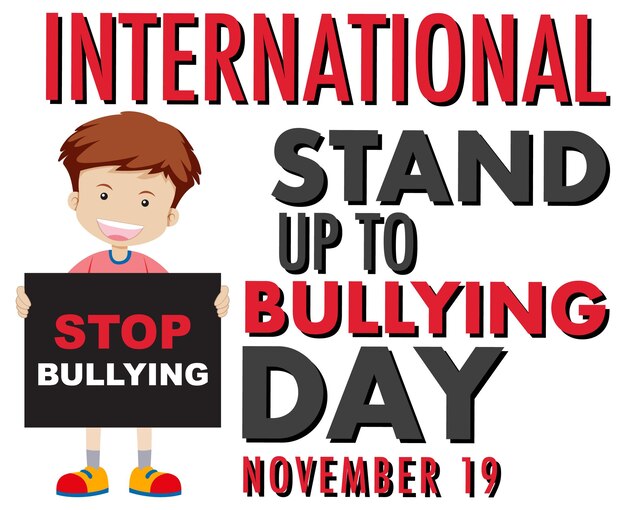 Free vector international stand up to bullying day poster design