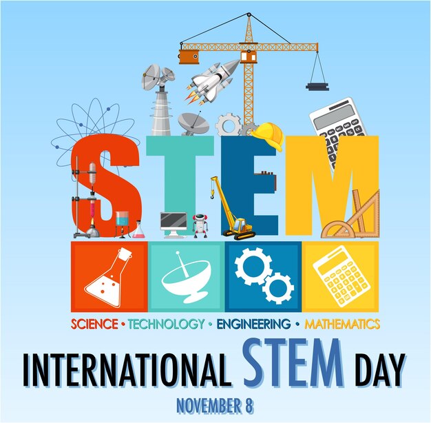 Международный день STEM 8 ноября баннер с логотипом STEM