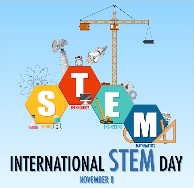 International stem day on november 8th banner with stem logo