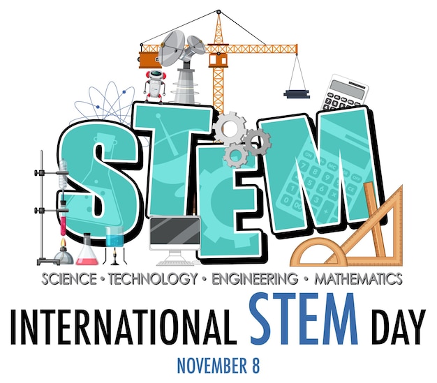 International stem day on november 8th logo banner