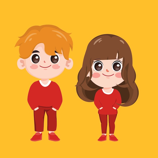 Free vector international student and teacher character pose cute cartoon vector design