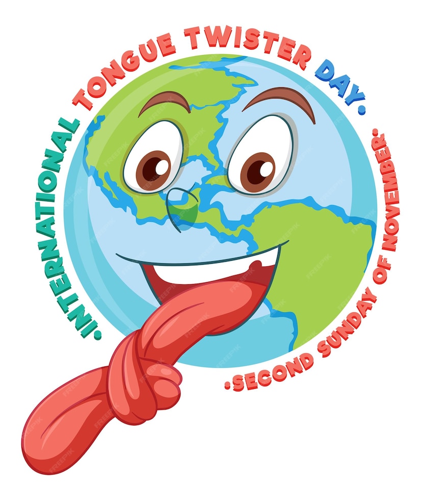 Free Vector International tongue twister day banner design