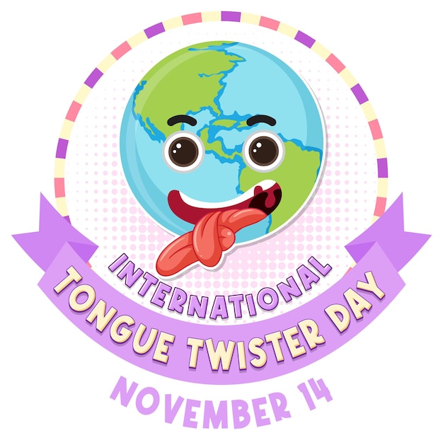 Free vector international tongue twister day logo design