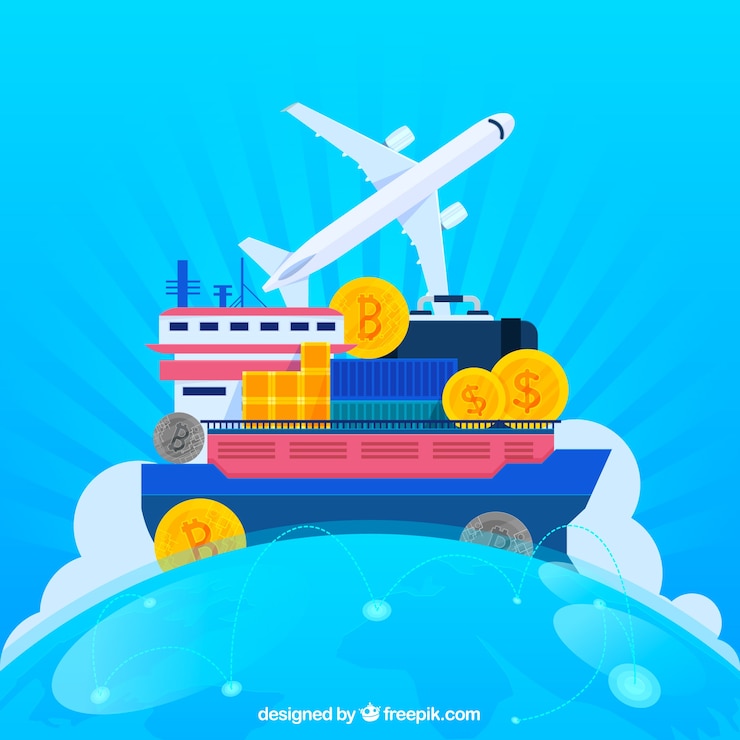 मुफ़्त वेक्टर international trade concept with flat design