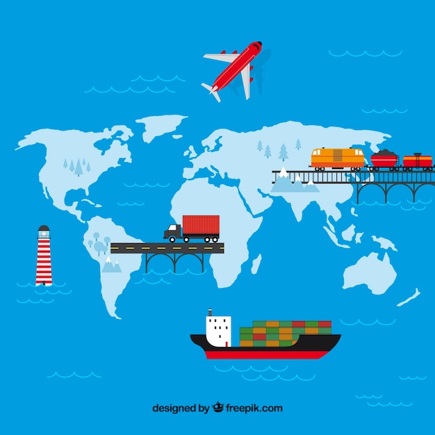 Free vector international trade concept with flat design