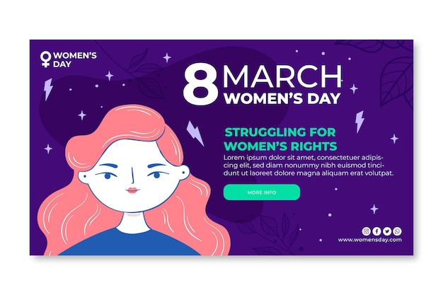 Vettore gratuito modello di banner giornata internazionale della donna