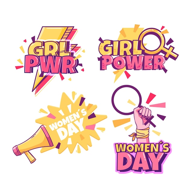 Women rights banners woman power girl Royalty Free Vector