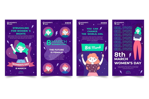 Free vector international women day instagram stories