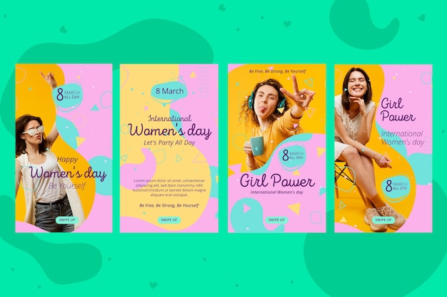 Free vector international women day instagram stories