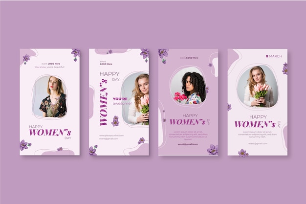 Free vector international women day instagram stories