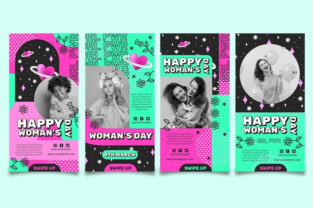 Free vector international women day instagram stories