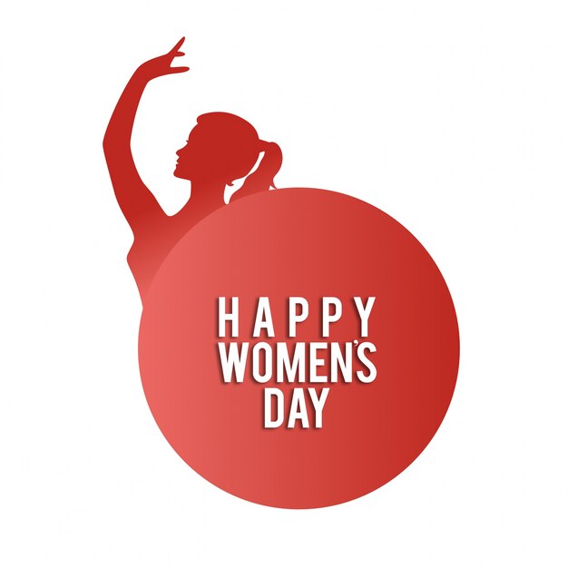 International women's day, background with a red circle and a silhouette