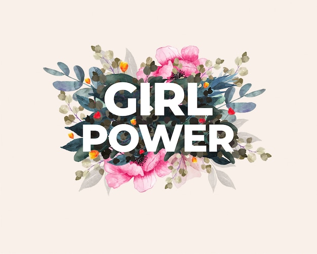 International women's day. girl power. floral design. Premium Vector