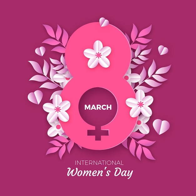 여성 상징과 꽃을 가진 국제 여성의 날 그림