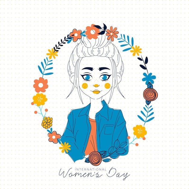 Иллюстрация международного женского дня с профилем женщины