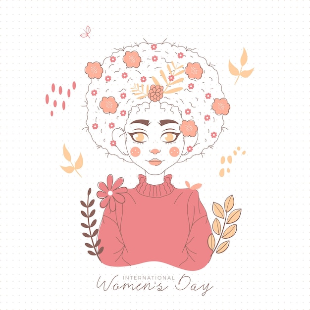 Иллюстрация международного женского дня с профилем женщины