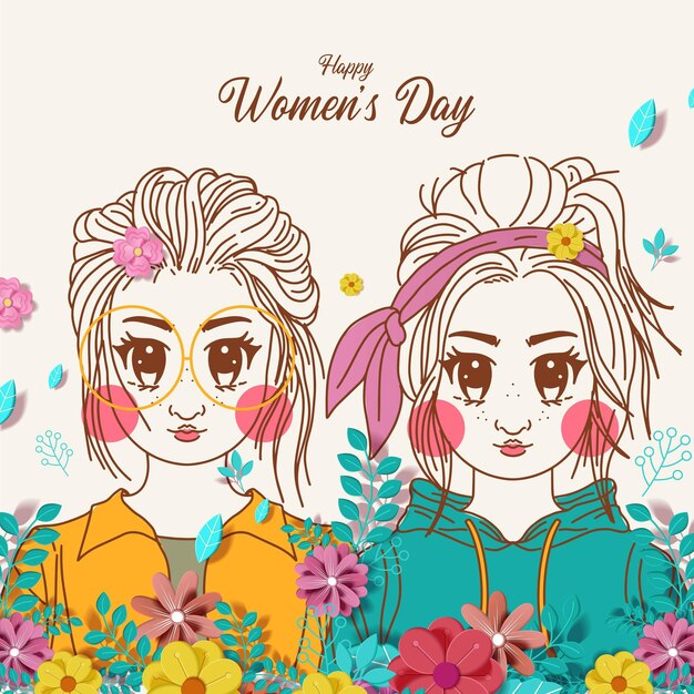 International women's day illustration with profile of woman