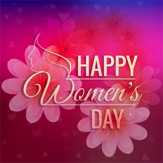 International women's day, red background with flowers