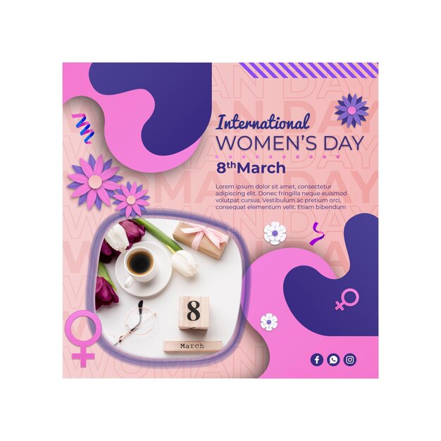 international women's day square flyer template