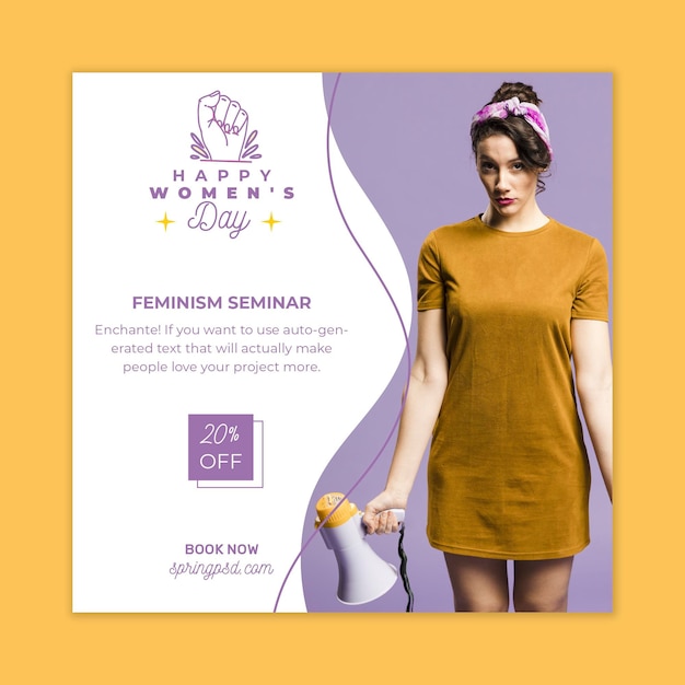 Free vector international women's day square flyer template