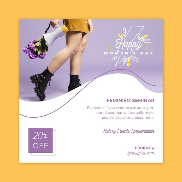 International women's day square flyer template