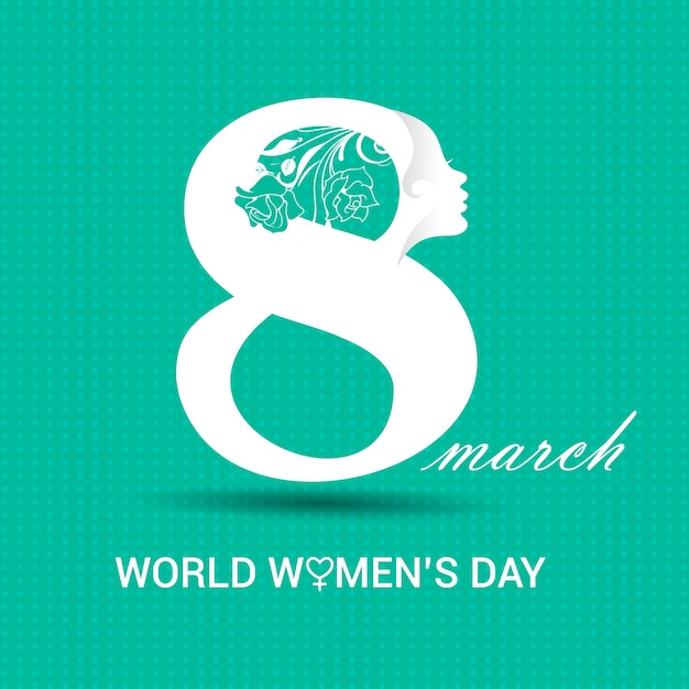 International women's day, turquoise background with a white 8