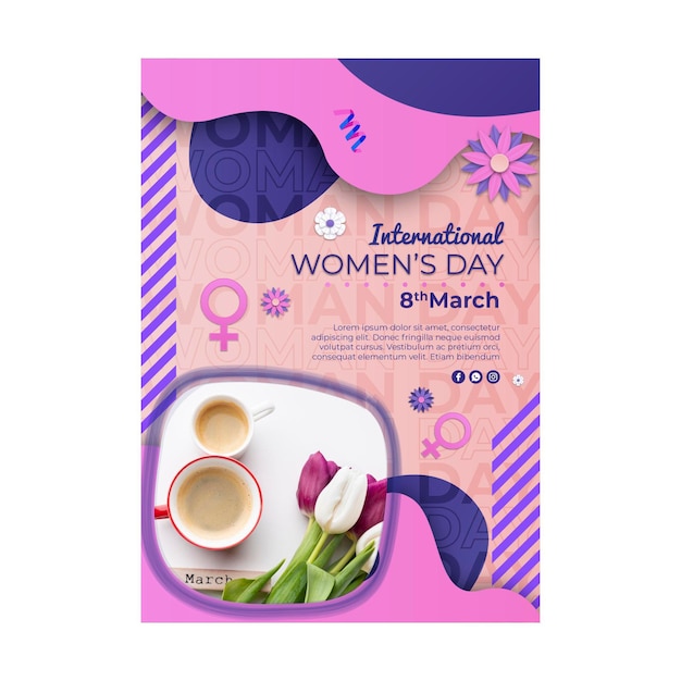 Free vector international women's day vertical poster template with female symbol