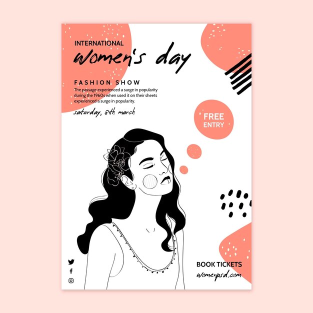 International women's day vertical poster template