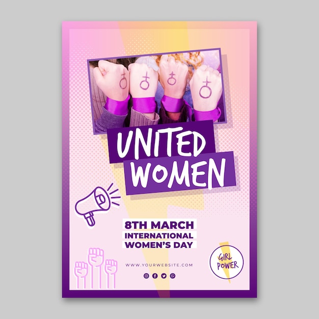 Шаблон вертикального плаката международного женского дня